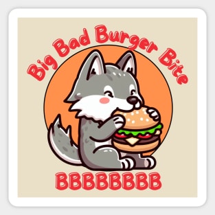 Cute wolf eating Cheese burger Sticker